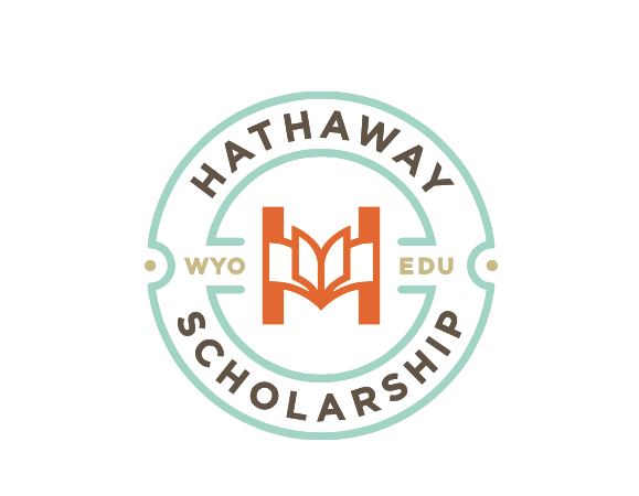 Hathaway Scholarship round logo with book in center of design