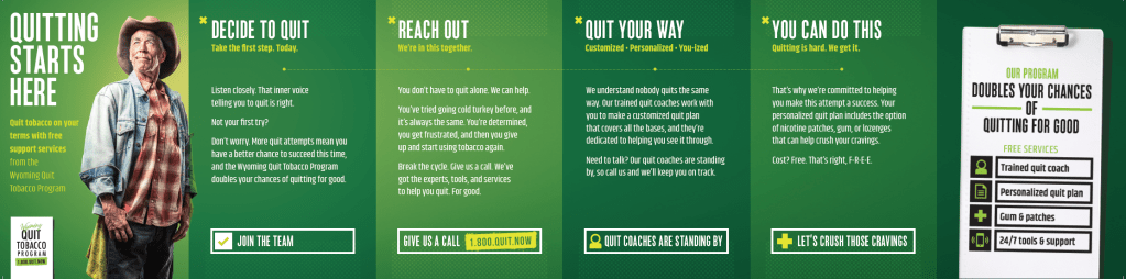 Wyoming quit tobacco campaign fold out brochure page 1